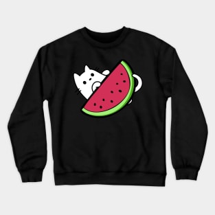 Cat under watermelon slice Crewneck Sweatshirt